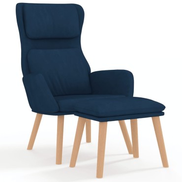 vidaXL Πολυθρόνα Relax Μπλε Βελούδινη με Σκαμπό 70x77x98cm 1 τεμ.