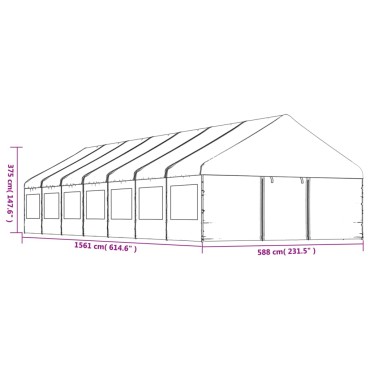 vidaXL Κιόσκι με Τέντα Λευκό 15,61 x 5,88 x 3,75 μ. από Πολυαιθυλένιο