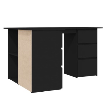 vidaXL Γραφείο Γωνιακό Μαύρο 145x100x76cm από Επεξ. Ξύλο 1 τεμ.