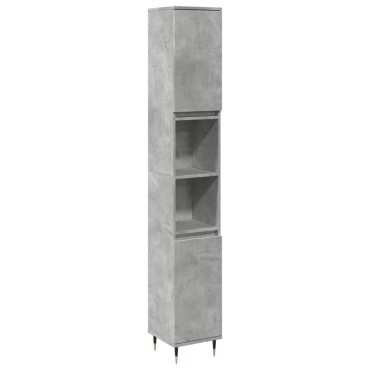 vidaXL Ντουλάπι Μπάνιου Γκρι Σκυροδέματος 30x30x190cm Επεξ. Ξύλο