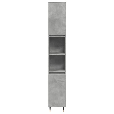 vidaXL Ντουλάπι Μπάνιου Γκρι Σκυροδέματος 30x30x190cm Επεξ. Ξύλο