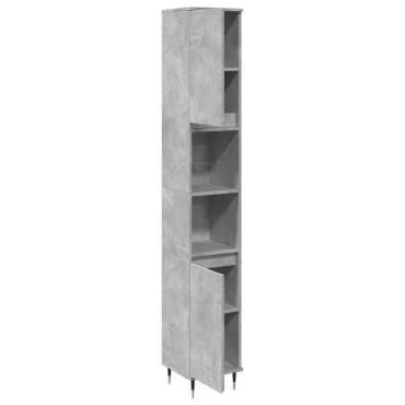 vidaXL Ντουλάπι Μπάνιου Γκρι Σκυροδέματος 30x30x190cm Επεξ. Ξύλο