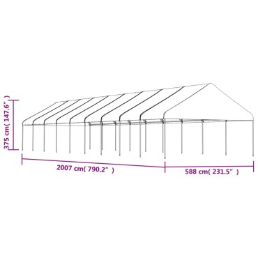 vidaXL Κιόσκι με Τέντα Λευκό 20,07 x 5,88 x 3,75 μ. από Πολυαιθυλένιο