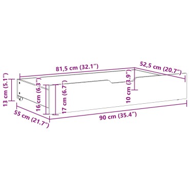 vidaXL Συρτάρια Κρεβατιού με Ροδάκια 2 τεμ. 95x55x17 εκ. Μασίφ Πεύκο