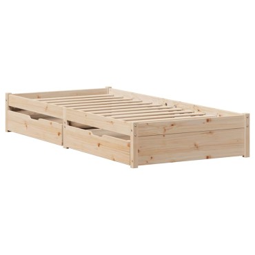 vidaXL Σκελετός Κρεβατιού Χωρίς Στρώμα 75x190 εκ Μασίφ Ξύλο Πεύκου