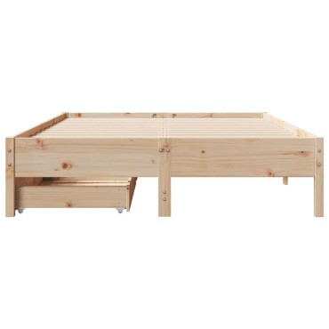 vidaXL Σκελετός Κρεβατιού Χωρίς Στρώμα 140x190cm Μασίφ Ξύλο Πεύκου 1 τεμ. - Διπλό