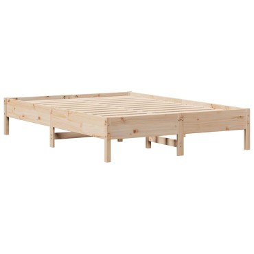 vidaXL Σκελετός Κρεβατιού Χωρίς Στρώμα 140x190cm Μασίφ Ξύλο Πεύκου 1 τεμ. - Διπλό