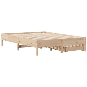 vidaXL Σκελετός Κρεβατιού Χωρίς Στρώμα 140x190cm Μασίφ Ξύλο Πεύκου 1 τεμ. - Διπλό