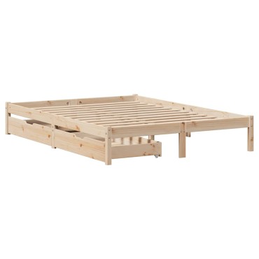 vidaXL Σκελετός Κρεβατιού Χωρίς Στρώμα 140x190cm Μασίφ Ξύλο Πεύκου 1 τεμ. - Μονό