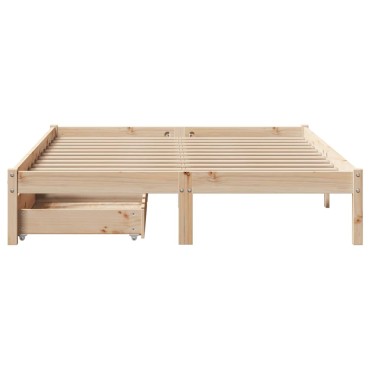 vidaXL Σκελετός Κρεβατιού Χωρίς Στρώμα 140x190cm Μασίφ Ξύλο Πεύκου 1 τεμ. - Μονό