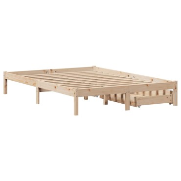vidaXL Σκελετός Κρεβατιού Χωρίς Στρώμα 140x190cm Μασίφ Ξύλο Πεύκου 1 τεμ. - Μονό