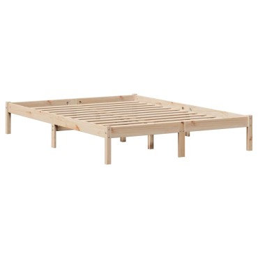 vidaXL Σκελετός Κρεβατιού Χωρίς Στρώμα 140x190cm Μασίφ Ξύλο Πεύκου 1 τεμ. - Μονό