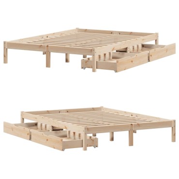 vidaXL Σκελετός Κρεβατιού Χωρίς Στρώμα 140x190cm Μασίφ Ξύλο Πεύκου 1 τεμ. - Μονό