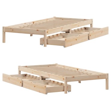 vidaXL Σκελετός Κρεβατιού Χωρίς Στρώμα 90x190cm Μασίφ Ξύλο Πεύκου 1 τεμ. - Μονό