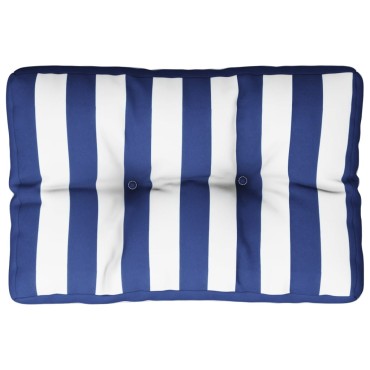 vidaXL Μαξιλάρι Παλέτας Μπλε & Λευκό Ριγέ 60x40x12cm Υφασμάτινο