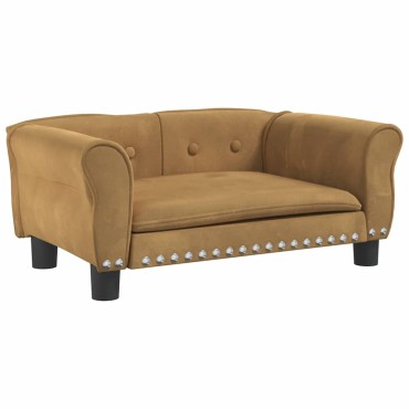 vidaXL Κρεβάτι Σκύλου Καφέ 70 x 45 x 30 εκ. Βελούδινο