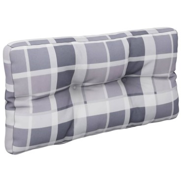 vidaXL Μαξιλάρι Παλέτας Γκρι Καρό 70x40x12cm Υφασμάτινο