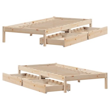 vidaXL Σκελετός Κρεβατιού Χωρίς Στρώμα 90x200cm Μασίφ Ξύλο Πεύκου 1 τεμ. - Μονό