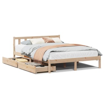 vidaXL Σκελετός Κρεβατιού Χωρίς Στρώμα 160x200cm Μασίφ Ξύλο Πεύκου 1 τεμ. - Διπλό