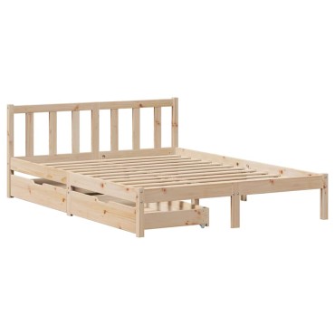 vidaXL Σκελετός Κρεβατιού Χωρίς Στρώμα 160x200cm Μασίφ Ξύλο Πεύκου 1 τεμ. - Διπλό