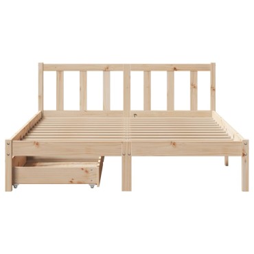 vidaXL Σκελετός Κρεβατιού Χωρίς Στρώμα 160x200cm Μασίφ Ξύλο Πεύκου 1 τεμ. - Διπλό