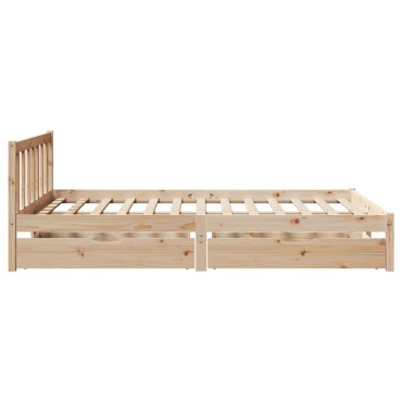 vidaXL Σκελετός Κρεβατιού Χωρίς Στρώμα 160x200cm Μασίφ Ξύλο Πεύκου 1 τεμ. - Διπλό