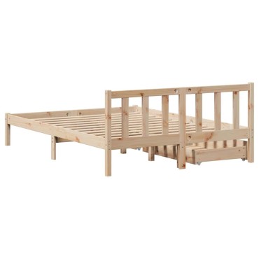 vidaXL Σκελετός Κρεβατιού Χωρίς Στρώμα 160x200cm Μασίφ Ξύλο Πεύκου 1 τεμ. - Διπλό