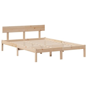 vidaXL Σκελετός Κρεβατιού Χωρίς Στρώμα 140x200cm Μασίφ Ξύλο Πεύκου 1 τεμ. - Διπλό