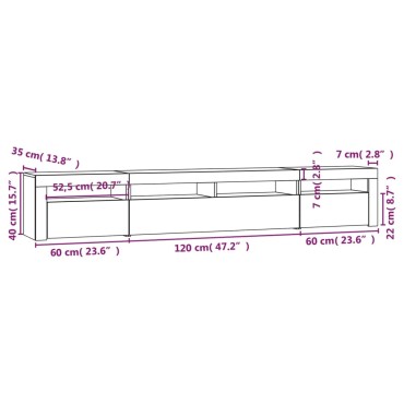 vidaXL Έπιπλο Τηλεόρασης με LED Καφέ Δρυς 240x35x40cm