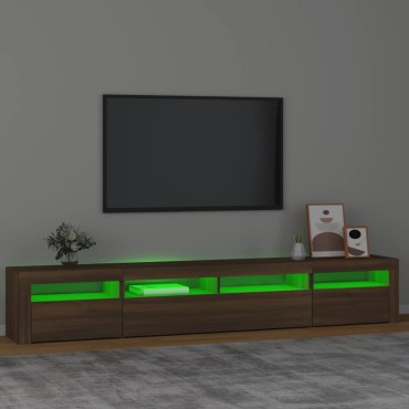 vidaXL Έπιπλο Τηλεόρασης με LED Καφέ Δρυς 240x35x40cm