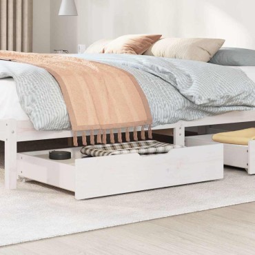 vidaXL Συρτάρια Κρεβατιού 2 τεμ Λευκό 85x55x17 εκ. Μασίφ Ξύλο Πεύκου