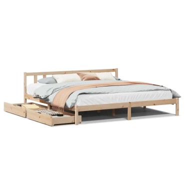 vidaXL Σκελετός Κρεβατιού Χωρίς Στρώμα 180x200cm Μασίφ Ξύλο Πεύκου 1 τεμ. - Διπλό