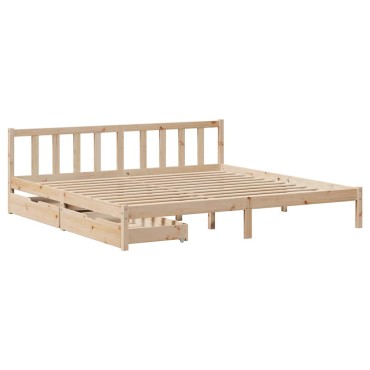 vidaXL Σκελετός Κρεβατιού Χωρίς Στρώμα 180x200cm Μασίφ Ξύλο Πεύκου 1 τεμ. - Διπλό
