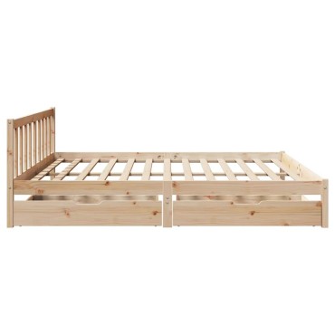 vidaXL Σκελετός Κρεβατιού Χωρίς Στρώμα 180x200cm Μασίφ Ξύλο Πεύκου 1 τεμ. - Διπλό