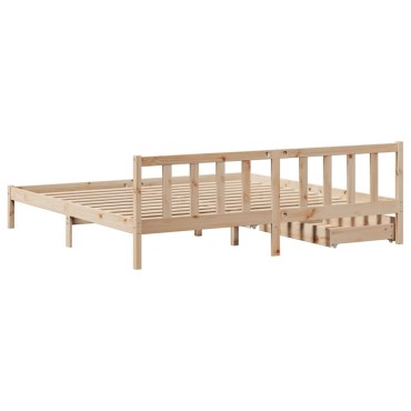 vidaXL Σκελετός Κρεβατιού Χωρίς Στρώμα 180x200cm Μασίφ Ξύλο Πεύκου 1 τεμ. - Διπλό