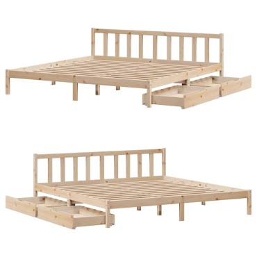vidaXL Σκελετός Κρεβατιού Χωρίς Στρώμα 180x200cm Μασίφ Ξύλο Πεύκου 1 τεμ. - Διπλό