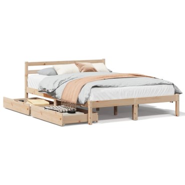 vidaXL Σκελετός Κρεβατιού Χωρίς Στρώμα 160x200cm Μασίφ Ξύλο Πεύκου 1 τεμ. - Διπλό