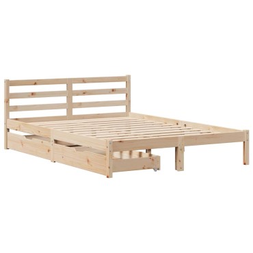 vidaXL Σκελετός Κρεβατιού Χωρίς Στρώμα 160x200cm Μασίφ Ξύλο Πεύκου 1 τεμ. - Διπλό