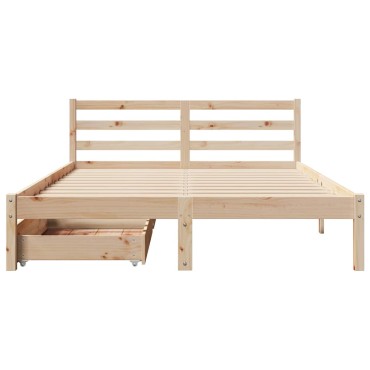 vidaXL Σκελετός Κρεβατιού Χωρίς Στρώμα 160x200cm Μασίφ Ξύλο Πεύκου 1 τεμ. - Διπλό