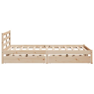 vidaXL Σκελετός Κρεβατιού Χωρίς Στρώμα 160x200cm Μασίφ Ξύλο Πεύκου 1 τεμ. - Διπλό