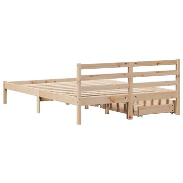 vidaXL Σκελετός Κρεβατιού Χωρίς Στρώμα 160x200cm Μασίφ Ξύλο Πεύκου 1 τεμ. - Διπλό