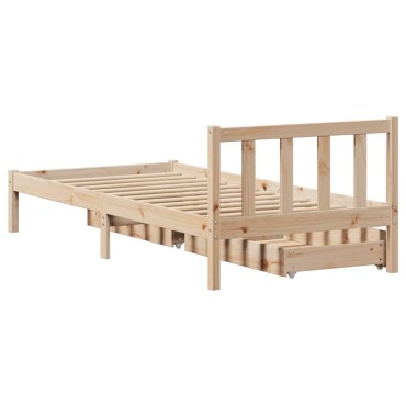 vidaXL Σκελετός Κρεβατιού Χωρίς Στρώμα 90x200cm Μασίφ Ξύλο Πεύκου 1 τεμ. - Μονό