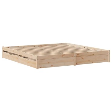 vidaXL Σκελετός Κρεβατιού Χωρίς Στρώμα 180x200cm Μασίφ Ξύλο Πεύκου 1 τεμ. - Διπλό
