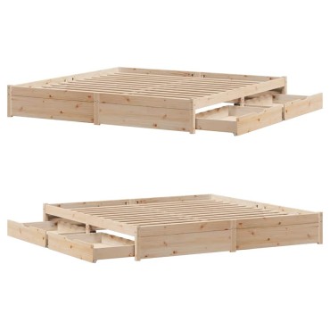 vidaXL Σκελετός Κρεβατιού Χωρίς Στρώμα 180x200cm Μασίφ Ξύλο Πεύκου 1 τεμ. - Διπλό
