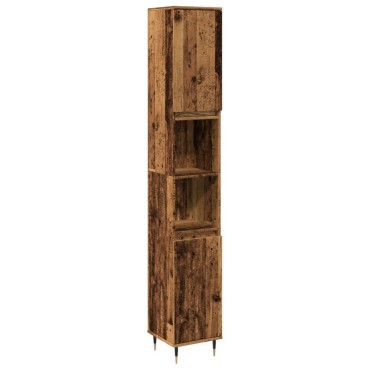vidaXL Ντουλάπι μπάνιου Παλιό ξύλο 30x30x190cm Κατασκευασμένο ξύλο