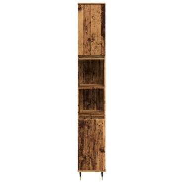 vidaXL Ντουλάπι μπάνιου Παλιό ξύλο 30x30x190cm Κατασκευασμένο ξύλο