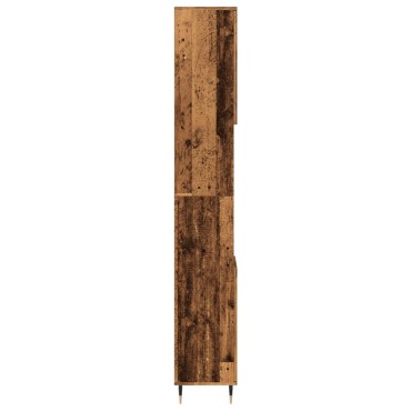 vidaXL Ντουλάπι μπάνιου Παλιό ξύλο 30x30x190cm Κατασκευασμένο ξύλο