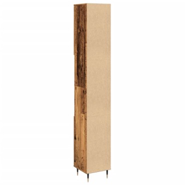 vidaXL Ντουλάπι μπάνιου Παλιό ξύλο 30x30x190cm Κατασκευασμένο ξύλο