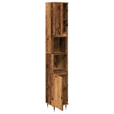 vidaXL Ντουλάπι μπάνιου Παλιό ξύλο 30x30x190cm Κατασκευασμένο ξύλο