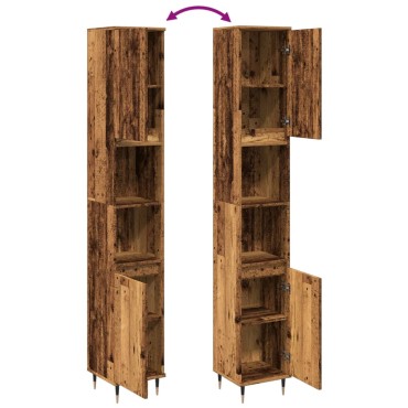 vidaXL Ντουλάπι μπάνιου Παλιό ξύλο 30x30x190cm Κατασκευασμένο ξύλο